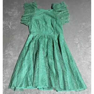 BCBGMAXAZRIA Dress Womens 8 Grern Cynthia Ruffled Lace Fit & Flare Party